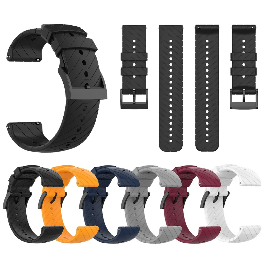 Twill Silicone Strap For Suunto 9 Baro Watchband For Suunto 7 D5 Wristband 24mm Smart watch Band Bracelet Replace Accessories