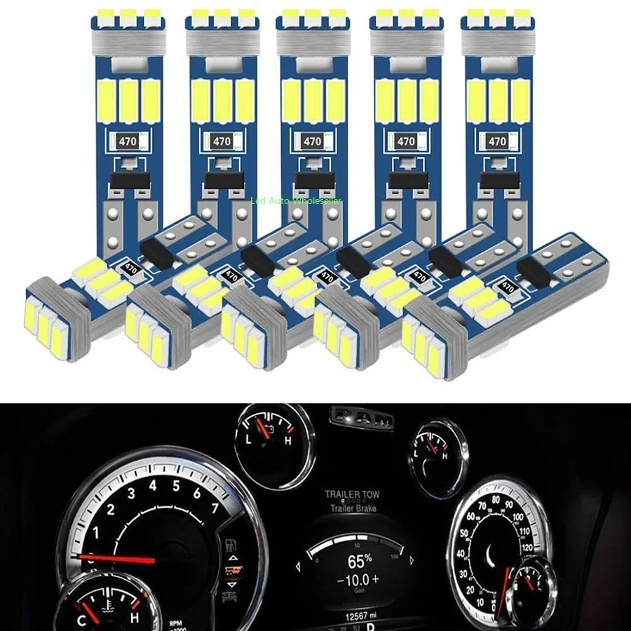 

10pcs Super Bright T5 LED Instrument Dashboard Lamp Car Led Bulbs 3014 9SMD Lamp Dash Indicator Light Panel Bulbs 6000K 12V