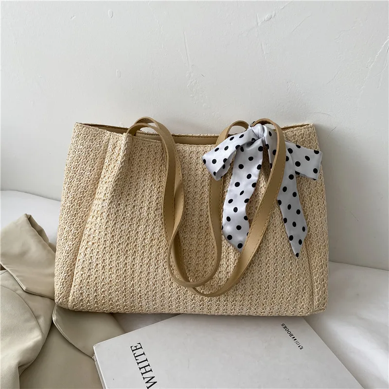 Fashion Women Summer Straw Large Tote Bag Beach Casual Shoulder Bag Handbag Lady Daily Basket Storage Shopping bag