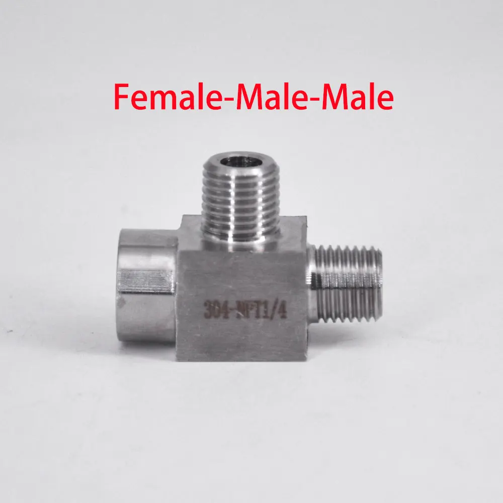 1/8" 1/4" 3/8" 1/2" BSP NPT Weiblich Männlich T-Stück 3 Wege 304 Edelstahl Rohrverschraubung Anschluss Splitter Block Hochdruck – Detail 4