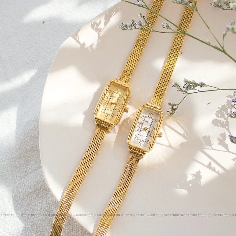 Agate Japan Gold-Tone Women\'s Bracelet Watch with Rectangular Dial NWOT Rarities Goldtone Stainless Steel White Agate Inlay  main image 3