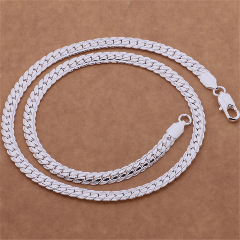 Charmhouse 925 Silver Chain Necklaces For Men 5mm Link Chain Necklace Collier 20inch Fashion Jewelry Accessories Bijoux Gifts