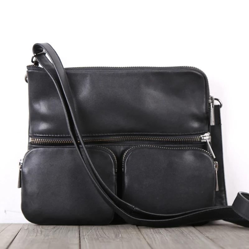 Satchels Bag Genuine Leather Luxury Handmade Unisex Small Messenger Crossbody Bag Cowhide Casual Shoulder Pack