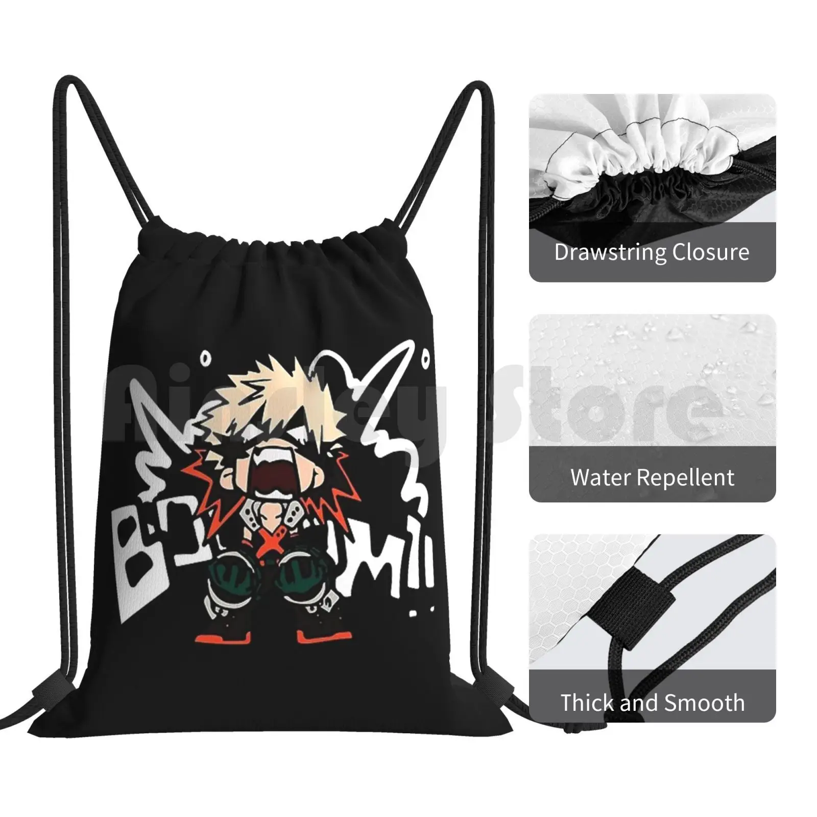 Boom!!! Backpack Drawstring Bags Gym Bag Waterproof Abang Boku No Hero Academia Bnha Mha Katsuki Bakugo Bakugo Bakugou