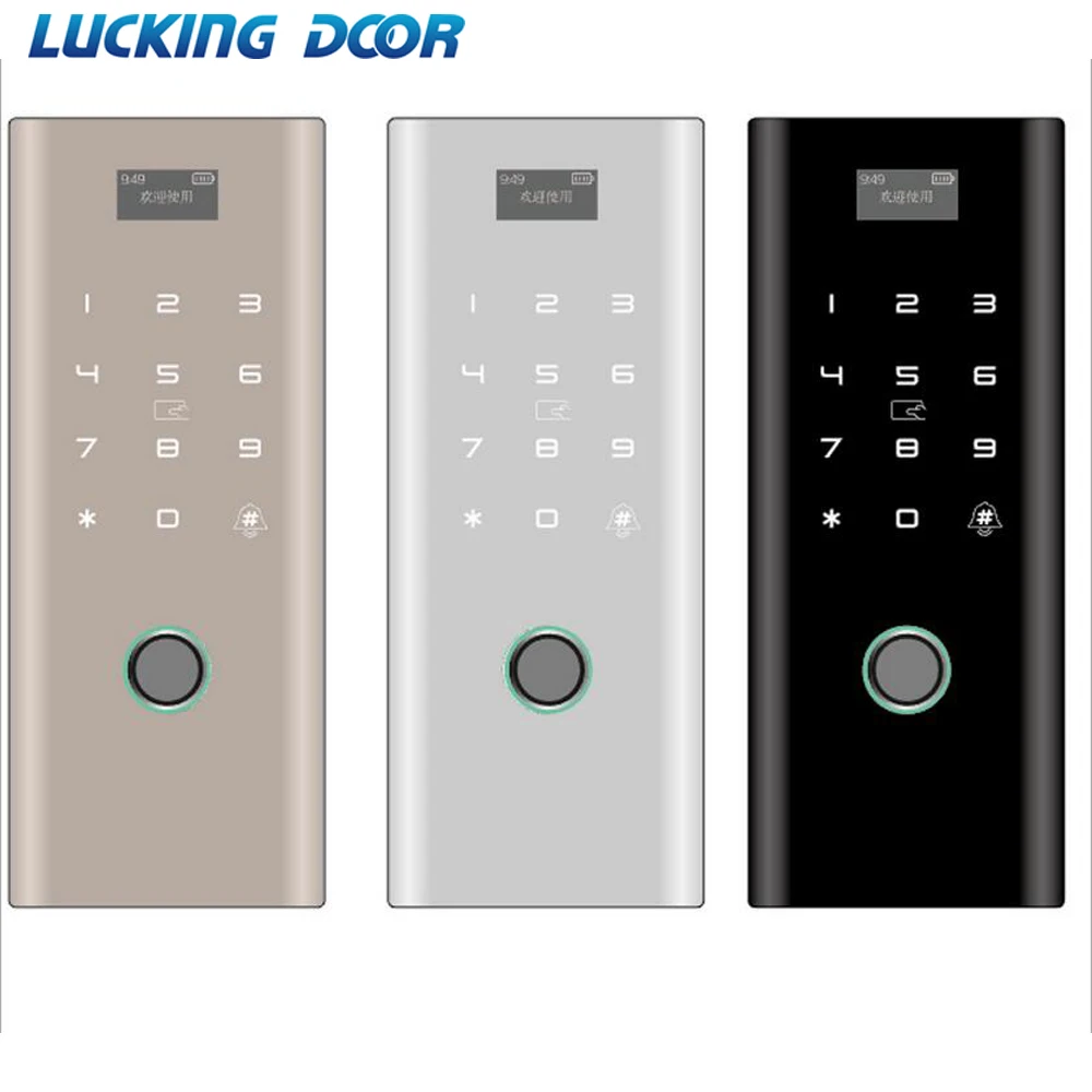 

Smart Door Fingerprint Lock Electronic Digital Gate Opener Electric RFID IC Biometric finger print security Glass Password Card