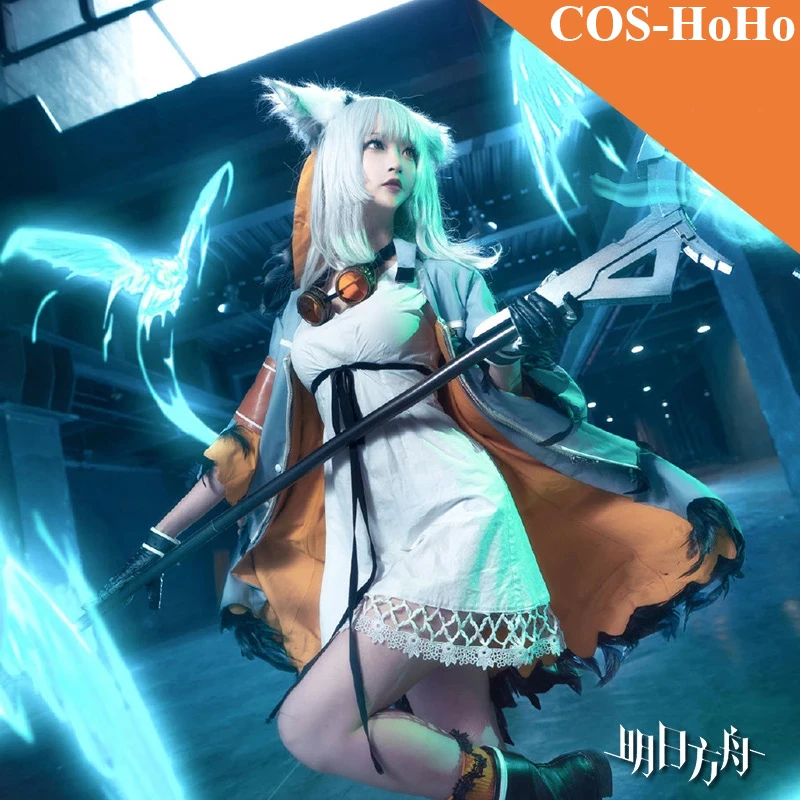 COS-HoHo Anime Arknights Ptilopsis New Operator Game Suit Lovely Dress Uniform Cosplay Costume Halloween Outfit For Women