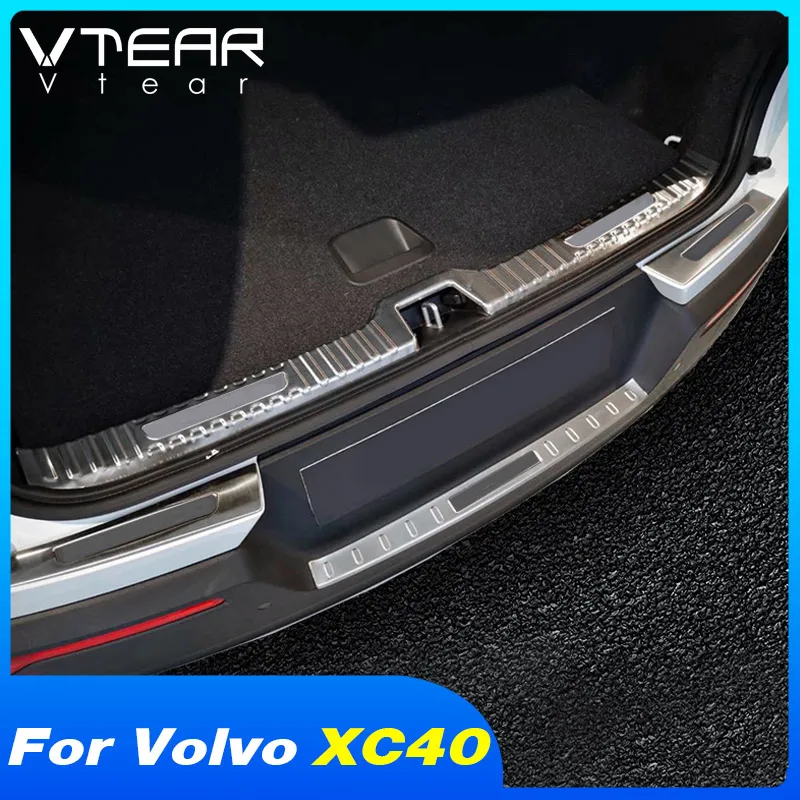 Vtear Car Rear Bumper Cover Trunk Door Sill Guard Protector Cover Foot Plate Door Sill Panel Sticker Accessories For Volvo XC40