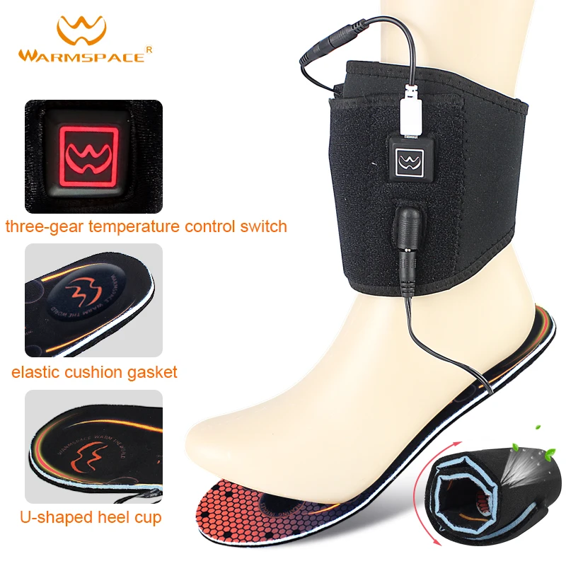 WARMSPACE electric heated insoles with rechargeable lithium battery intelligent temperature regulation to keep warm in winter