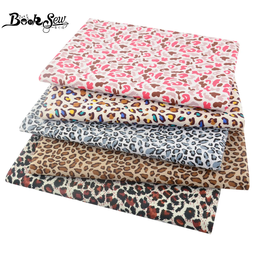 Booksew Leopard Printed 100% Cotton Fabric DIY Material For Sewing Clothes Quilting Needlework Handmade Home Textile Material