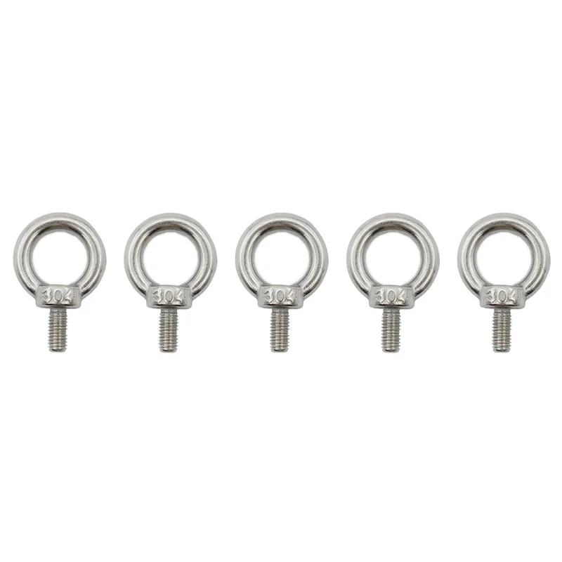 

M5(0.2'') Eyebolt, 304 Stainless Steel Lifting Eye Bolt, 5 PCS Heavy Duty Male Thread Lifting Ring Machinery Shoulder Eye Bolt