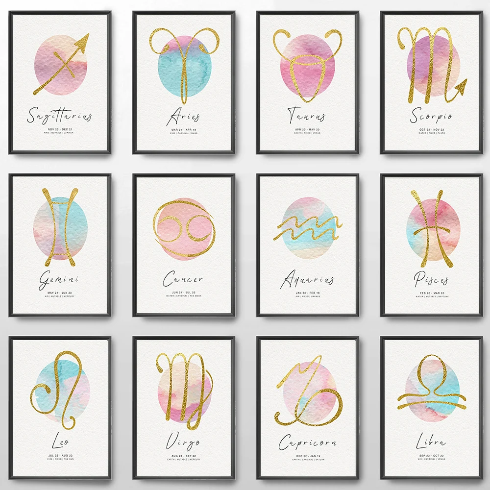 Constellation Nursery Wall Art Canvas Poster Prints Minimalist Zodiac Star Sign Painting Nordic Kids Home Decoration Pictures