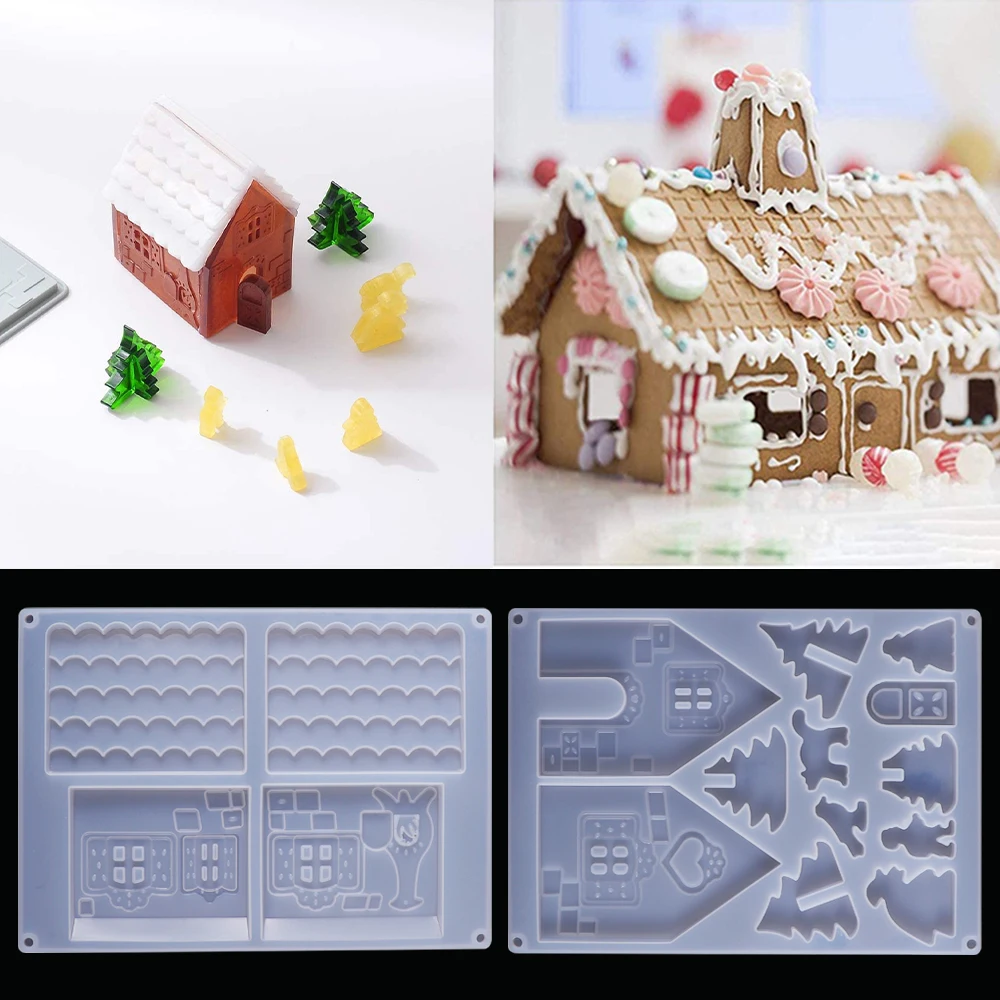 

Crystal Epoxy Resin Mold Creative Christmas House Mold Diy Handmade Jewelry Making Tools silicone mold For Resin