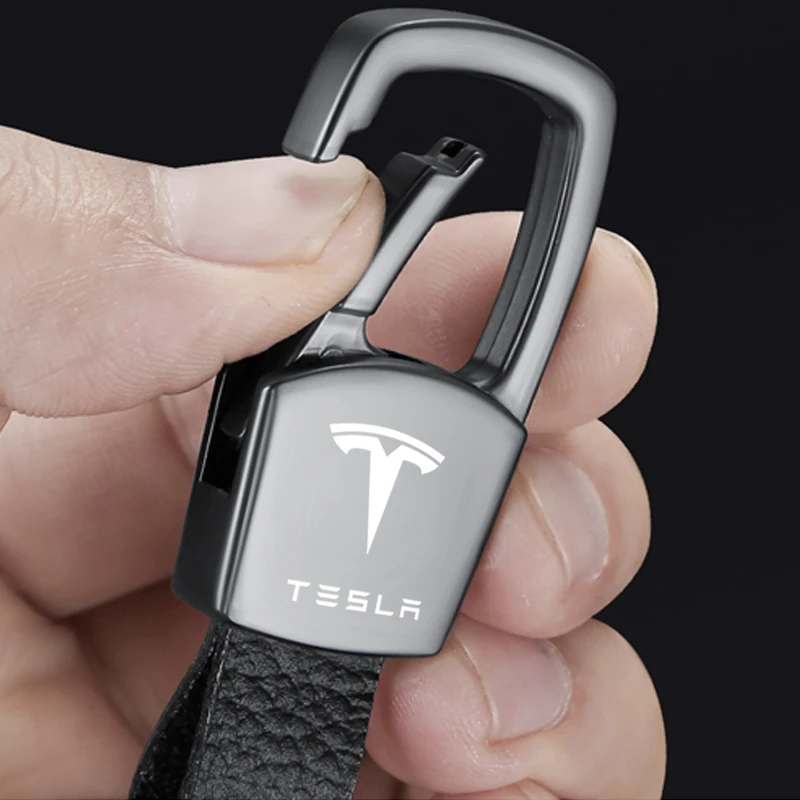 Tesla Leather Waist Buckle Keychain