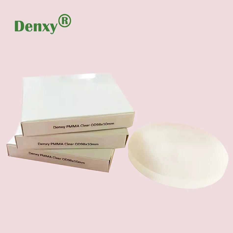 Denxy-bloques de PMMA Dental de alta calidad, piezas en blanco de color claro, CAD/CAM para restauraciones dentales de puente, bloque de resina, 5