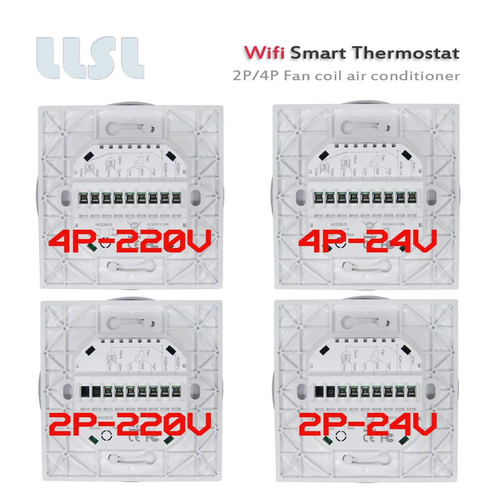 HVAC wireless WIFI controller supports 24VAC/220VAC digital wall switch panel HVAC touch screen FCU thermostat