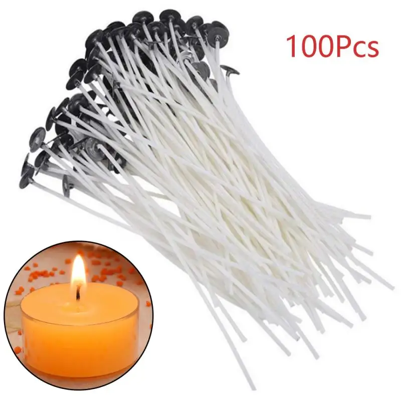 100pcs Candle Wick Cotton Cores Smokeless DIY Party Candle Making Pre-waxed Wicks Candle Making Supplies 2.5/4/5/6/7/9/15/20cm