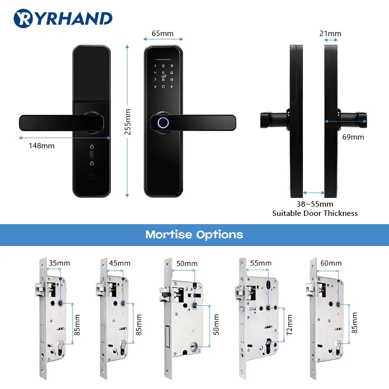 cerradura intelige Eight languages X5 Waterproof Tuya Fingerprint Intelligent WiFi APP Password Electronic smart door lock