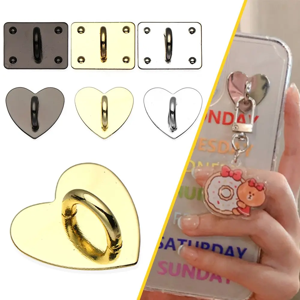 Phone Case Square Buckle Heart Shape Buckle Adhesive Hooks Metal Buckle DIY Pendant Phone Hooks Mobile Phone Holders