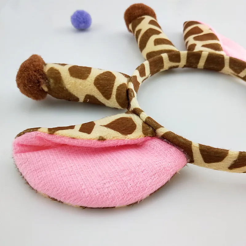 Cartoon Lovely Fluffy Plush Giraffe Ears Headband Female Cosplay Props Hair Hoop for Christmas Hair Band Women Hair Accessories