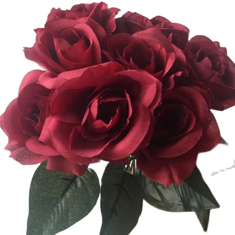 

50pcs Artificial Burgundy Rose Flower Roses 20 Colors for Wedding Centerpieces Bride Bouquet