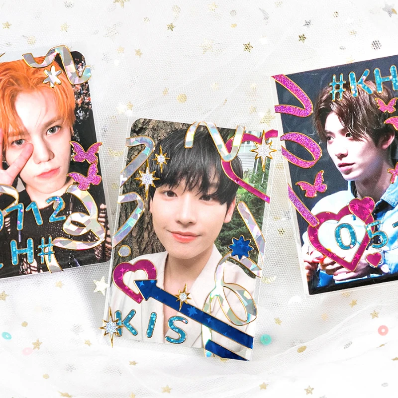 1pcs INS Colorful Laser Ribbon Stickers Masking Tape Creative Decorative Scrapbooking Sticker Label Kawaii Stationary