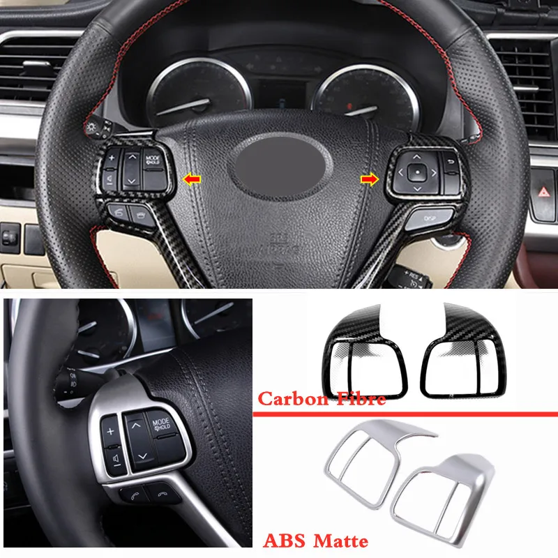 

ABS Carbon /Matte For Toyota Highlander Kluger 2014-2020 Car accessories Car Steering wheel Button frame Cover Trim styling 2pcs