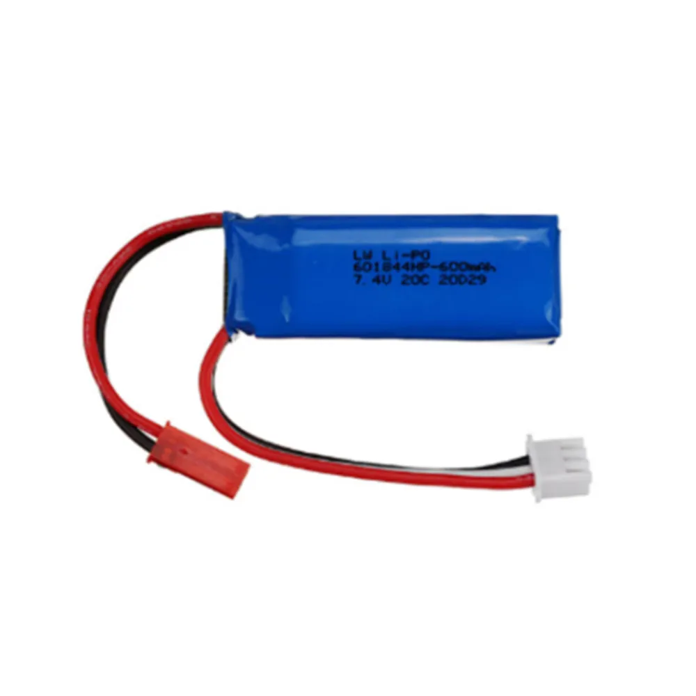 7.4V 600mAh 20C Lipo Battery for WLtoys K969 K979 K989 K999 P929 P939 RC Car Parts 2s 7.4v 601844 Battery jst plug