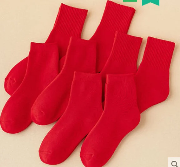 Lovers red socks, ladies autumn and winter cotton socks, men's tube socks and velvet thick socks