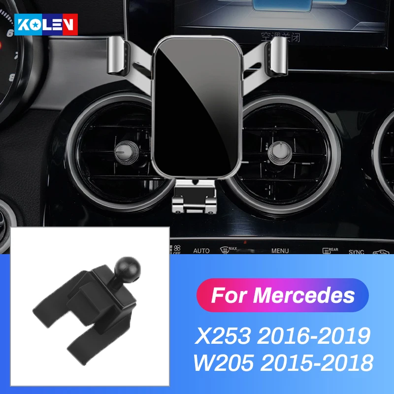 Car Mobile Phone Holder For Mercedes Benz C Class GLC W205 X253 2015 2016 2017 2018 2019 Air Vent Mount Gravity Bracket Stand