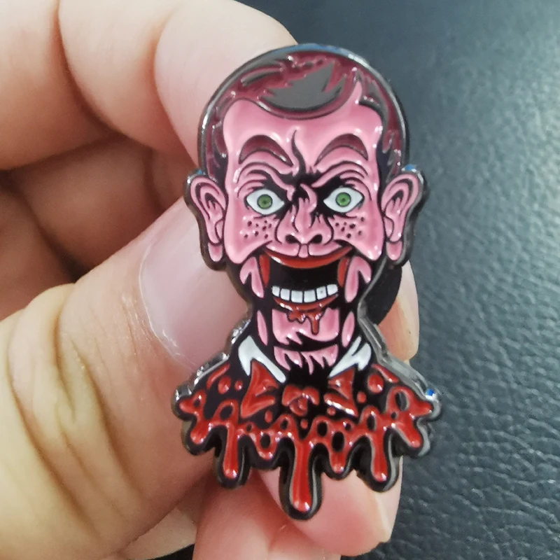 Mr. Bean Bloody Brooch rowan atkinson Badge scary meme enamel pin  Horror Comic mash-up Jewelry