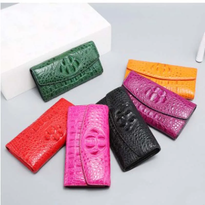 

LINSHE large capacity Three fold crocodile The wallet female long new Female leather handbags women clutch bag