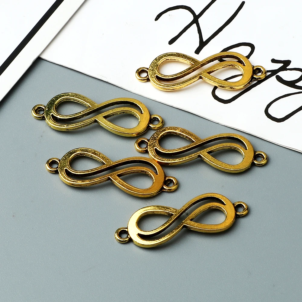 Alloy Metal Figure Eight Pendant Buckle New Fashion Gold Color Choker DIY Necklace Handmade Accessories Craft Wholesale Jewelry