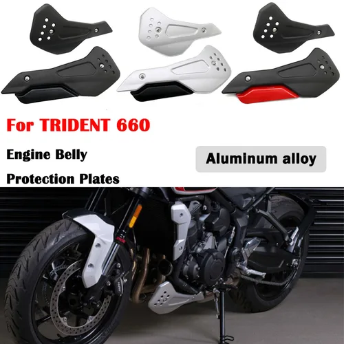 Protectores de motor de aluminio para motocicleta aptos para Trident 660 2021 Trident660, accesorios, Kit de placas de protección del vientre del motor, campana del motor