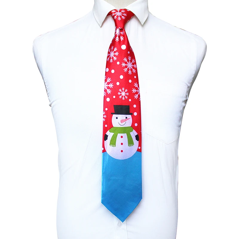 JEMYGINS New Design Christmas Tie 9.5cm Tie for Men Snowman Animal Tree Printed Mens Gift Festival Necktie for Christmas