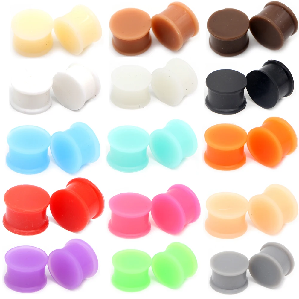 Alisouy 2PC 3-25mm Silicone Ear Plugs and Tunnels Double Flared Ear Gauge Expander Stretcher Earlets Piercing Body Jewelry