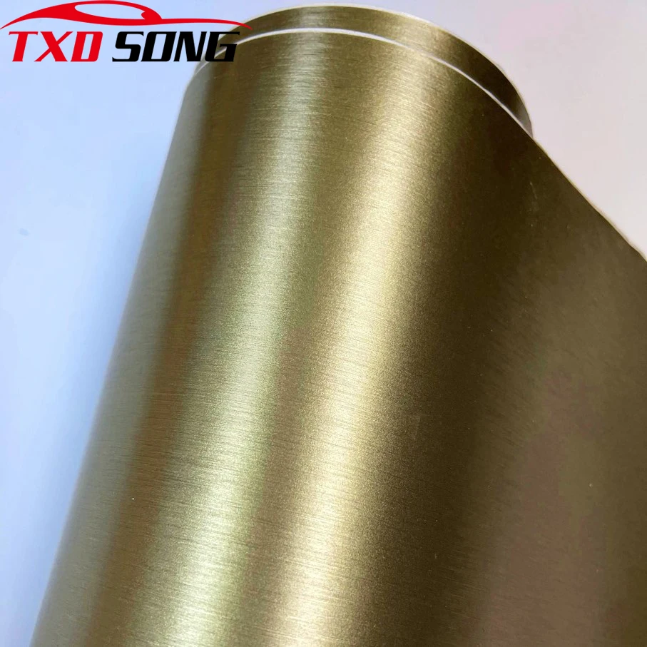 

50cmx300cm champagne gold Aluminum Metallic Brushed Vinyl Car Wrap Film Adhesive Vehicle Motorcycle Metal Brushed Car Sticker