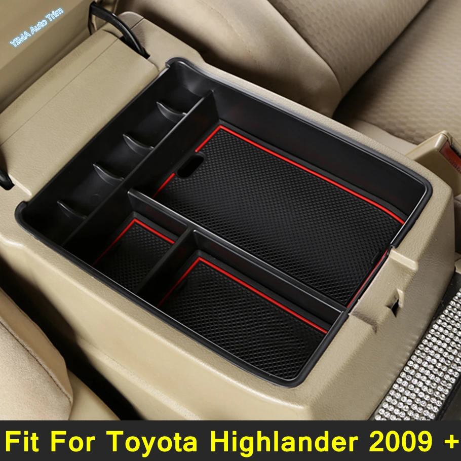 

Car Central Armrest Storage Box Console Arm Rest Tray Pallet Container Compartment Accessories For Toyota Highlander 2009 - 2014