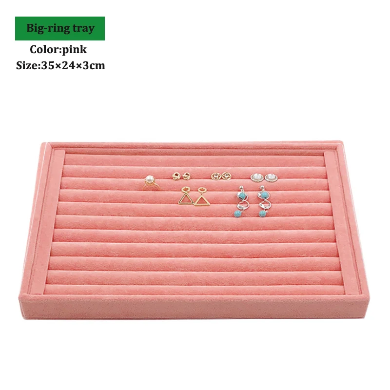 New Big Size Pink Ring Jewelry Display Organizer Case Tray Holder Necklace Earrings Storage Box Showcase Jewelry Stand Holder