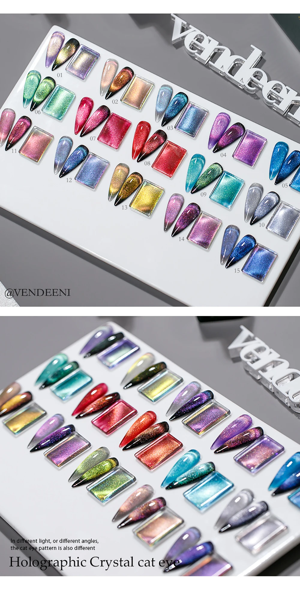 Vendeeni Neuer Bunter Kristall-Katzenaugen-Gel-Nagellack 9D Aurora Katzenaugen-Gel-Lack Magnetischer Hybrid UV Soak-Off Gel-Lack – Detail 19