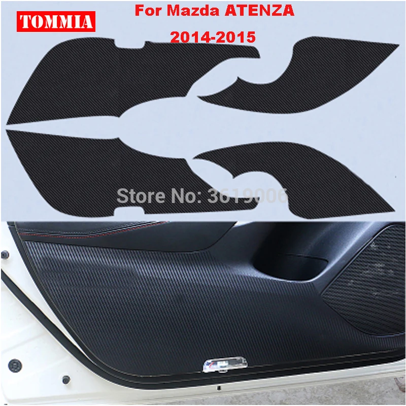 TOMMIA For Mazda ATENZA 2014-2015 Car Inside Door Cover Scratch Protection Anti Kick Pads Carbon Fiber Stickers 4pcs