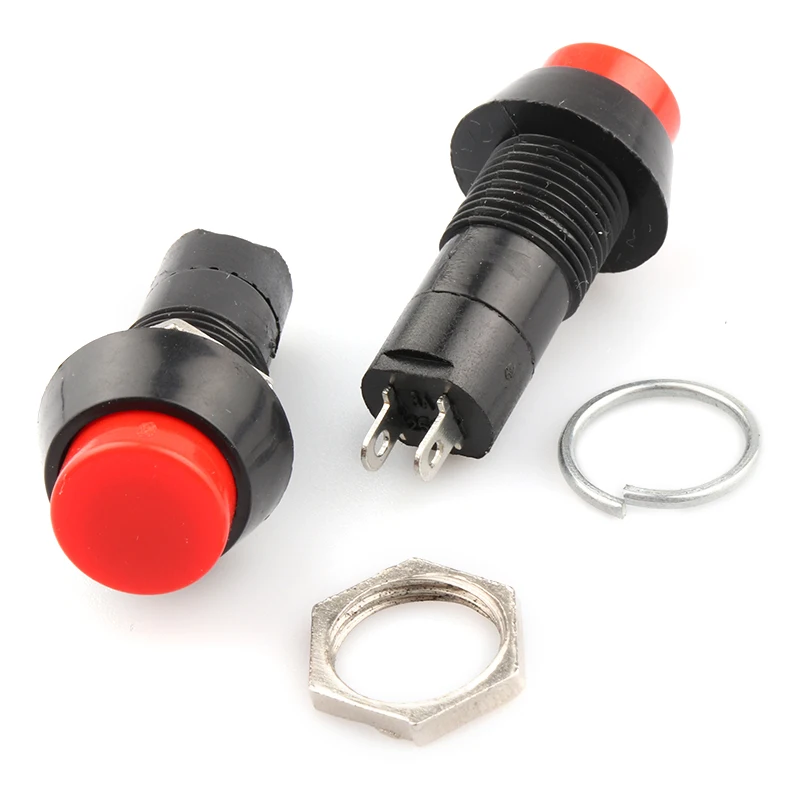 مفتاح ضغط مستدير، قفل ذاتي، انتعاش ذاتي، 12 مم، 3 أمبير 250 فولت، تيار متردد، 2 دبوس، PBS-11A، PBS-11B، 6 قطع