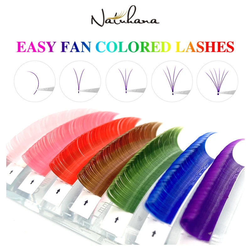 NATUHANA Super Easy Fan Vloume Color Lashes Easy Fanning Colored Bloom Eyelash Extensions Auto Fans Cilios Camellia Eye Lash