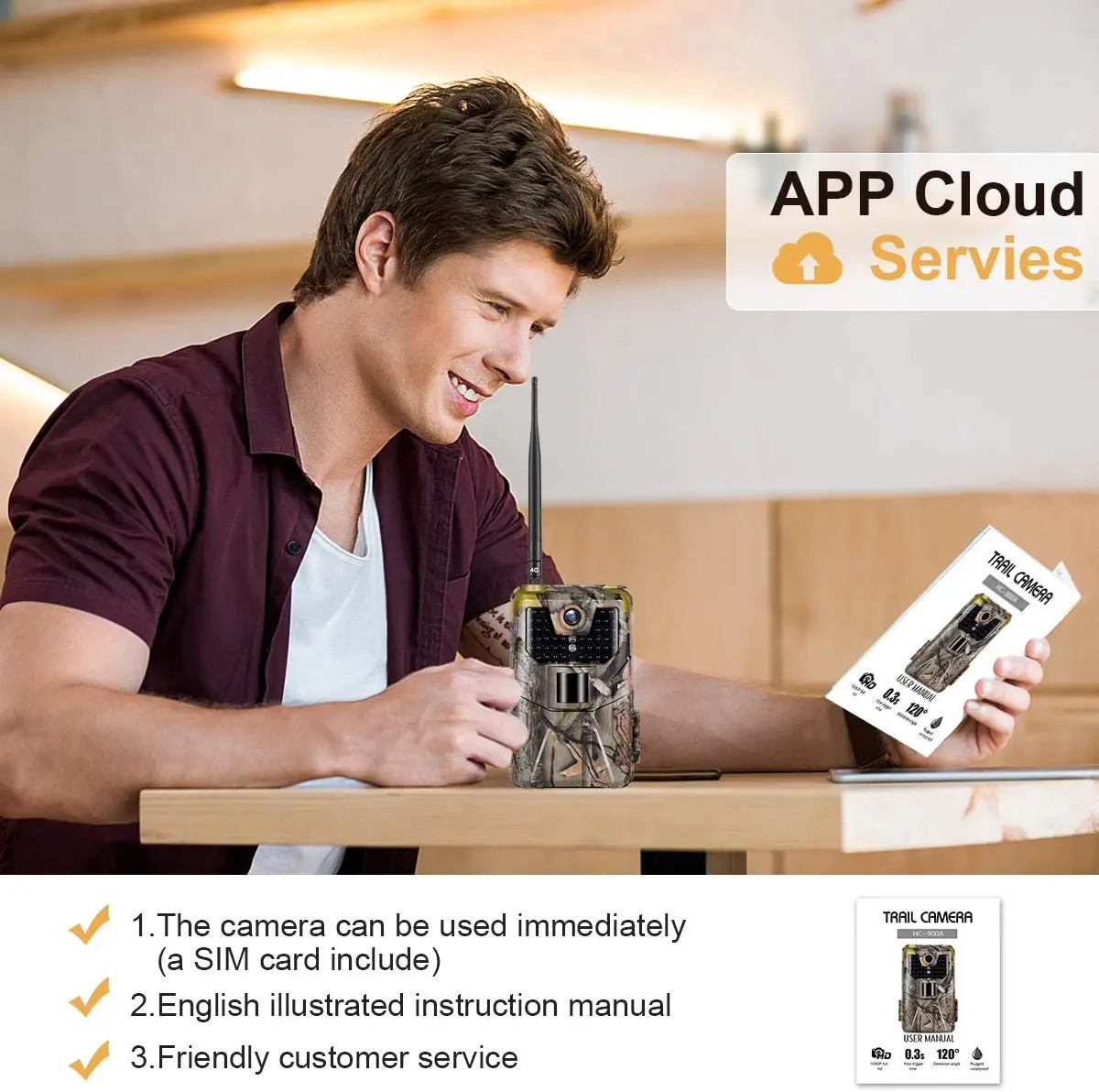 Live-Übertragungs-App Wildkamera Cloud-Service 4G 30MP Kabellose Jagdkameras HC900PRO 0,3S Nachtsicht – Detail 8