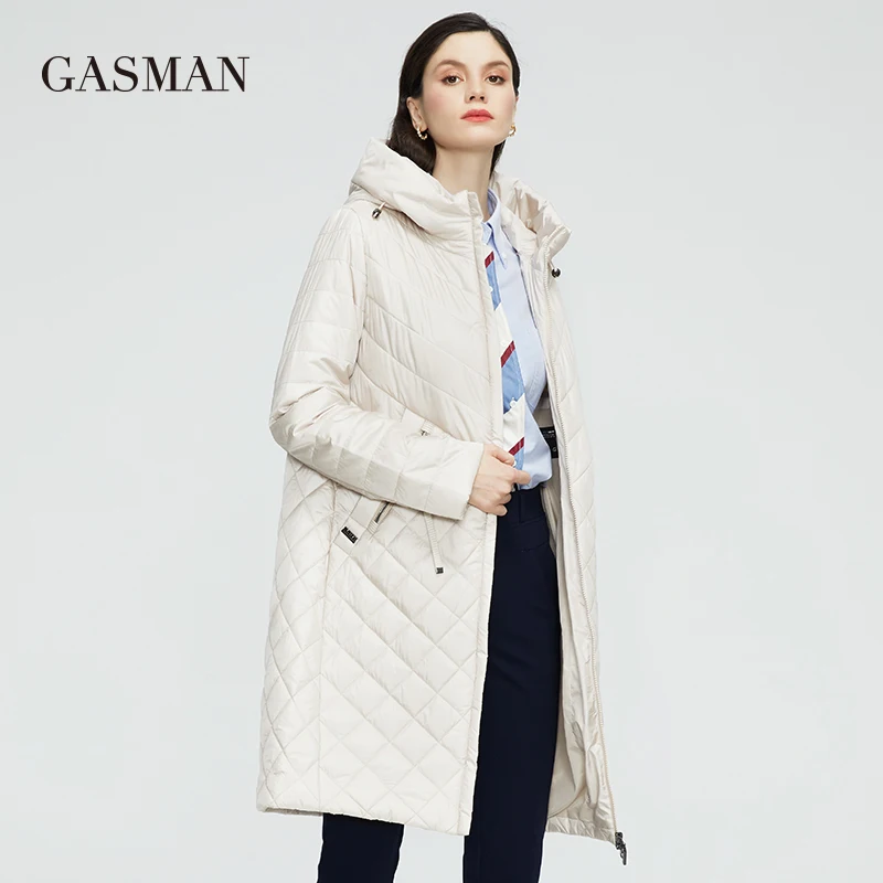 GASMAN 2022 Women\'s spring jackets Designer trench long casual puffer jacket stand-up Collar hooded women coat Outerwear 21865