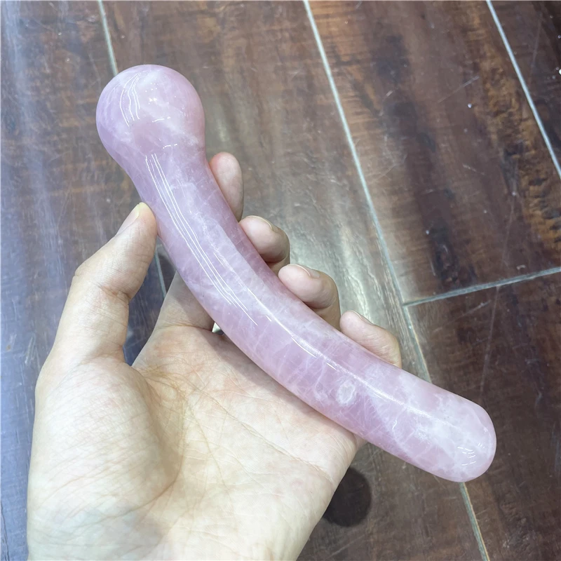 18cm Large Natural Stone Mineral Crystal Rose Quartz Wand Massage Stick Home Decoration Restore Health Energy Repair