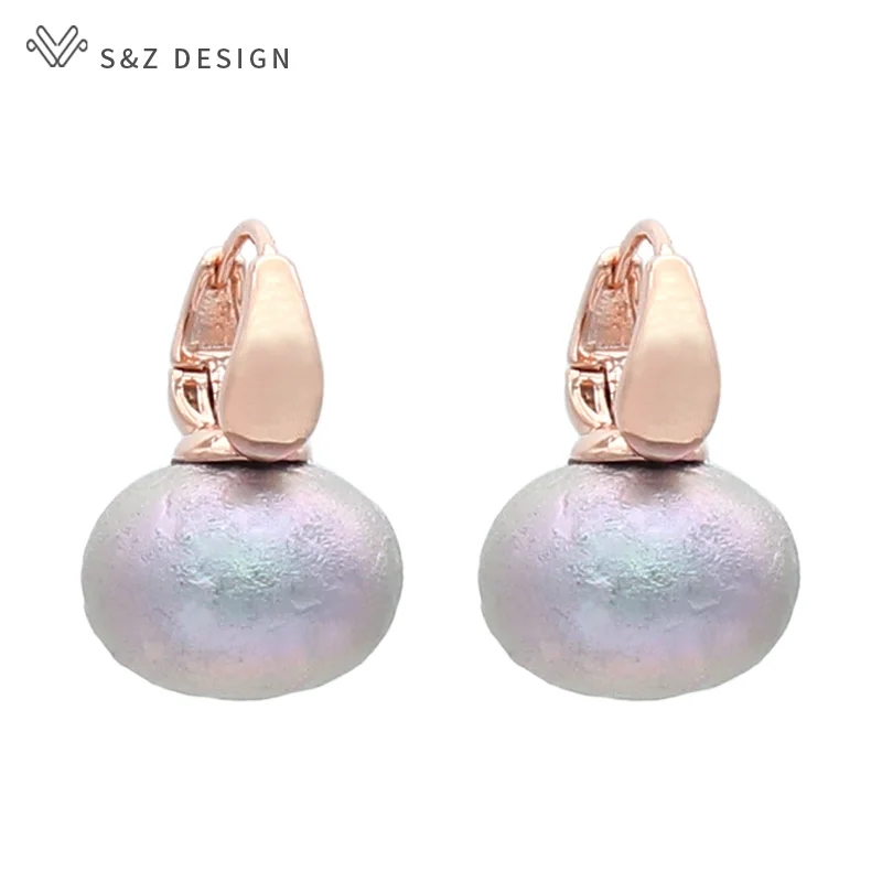 

S&Z DESIGN Fashion Colorful Elegant Big Bread Imitation Pearl Dangle Earrings For Women Wedding Party Jewelry