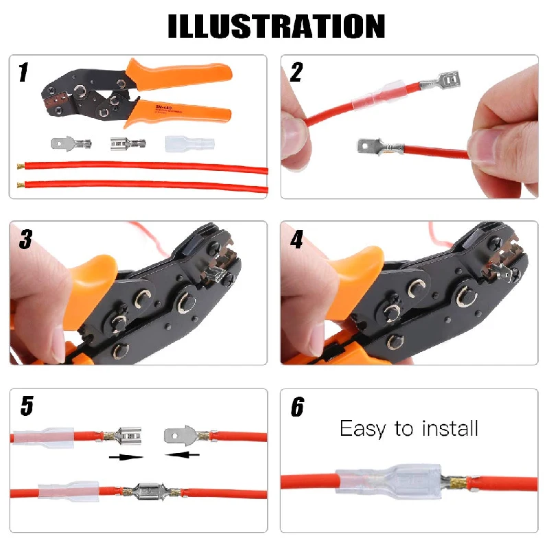 100PCS Quick Splice 2.8mm 4.8mm 6.3mm Male and Female Wire Spade Connector Wire Crimp Terminal Block And Insulating Sleeve