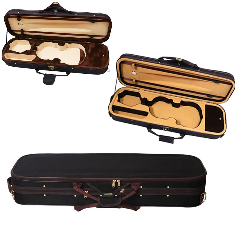 Violin Case 4/4 3/4 1/2 1/4 1/8 black Foam Square Violin Box With hygrometer Violin Accessary 