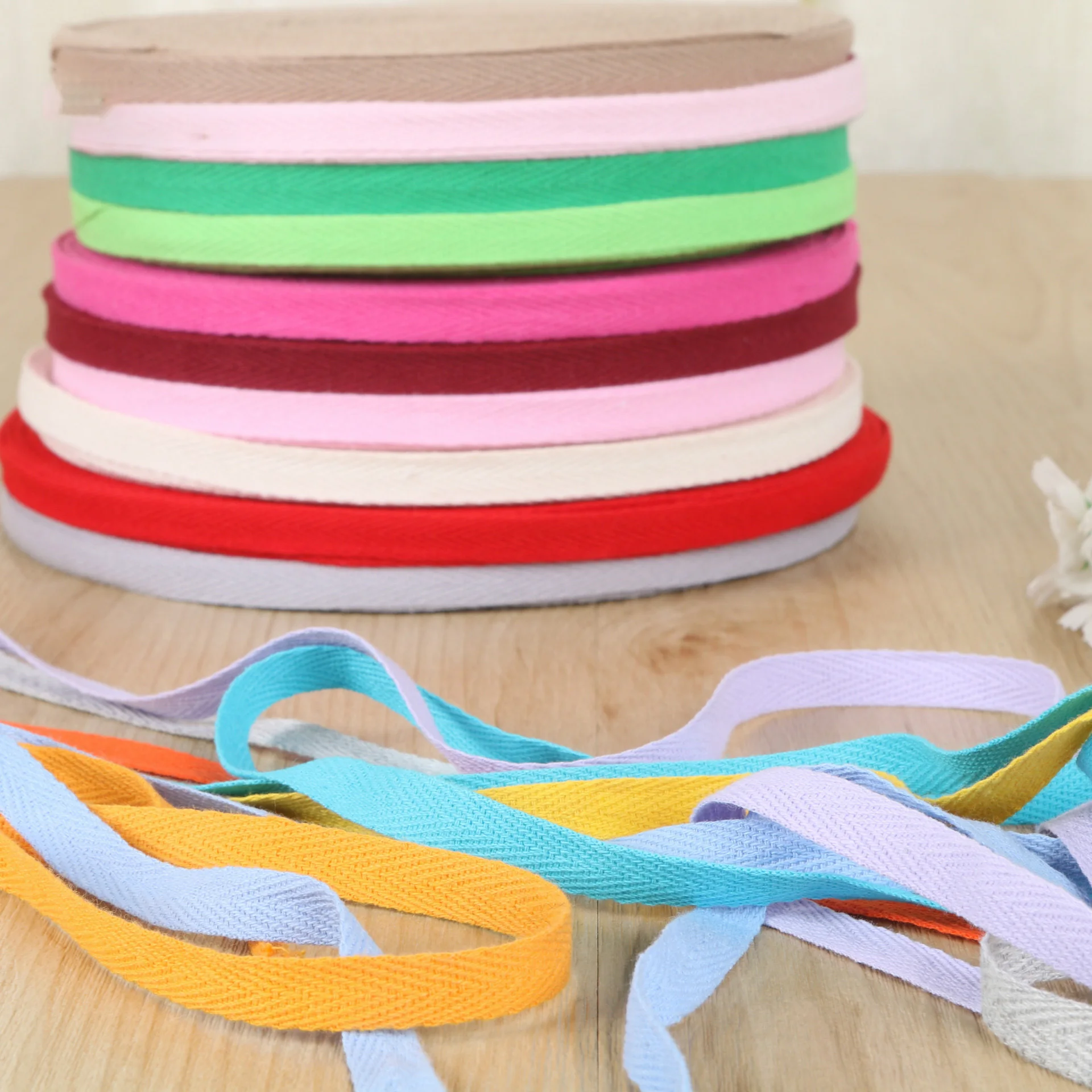 1cm 2cm Multi Color Herringbone Tape Ribbons 100% Cotton Woven Ribbon Sewing Overlock Cloth Strap Belt DIY Accessories 3meter