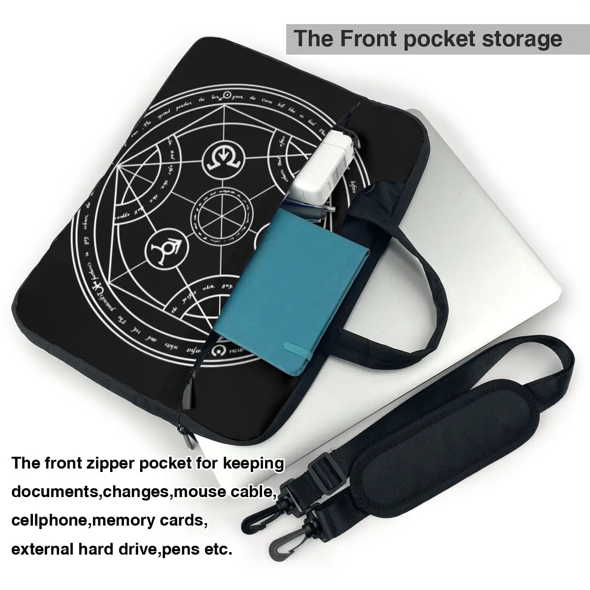 Human Transmutation Circle Laptop Bag Case Protective Vintage Computer Bag Bicycle Crossbody Laptop Pouch